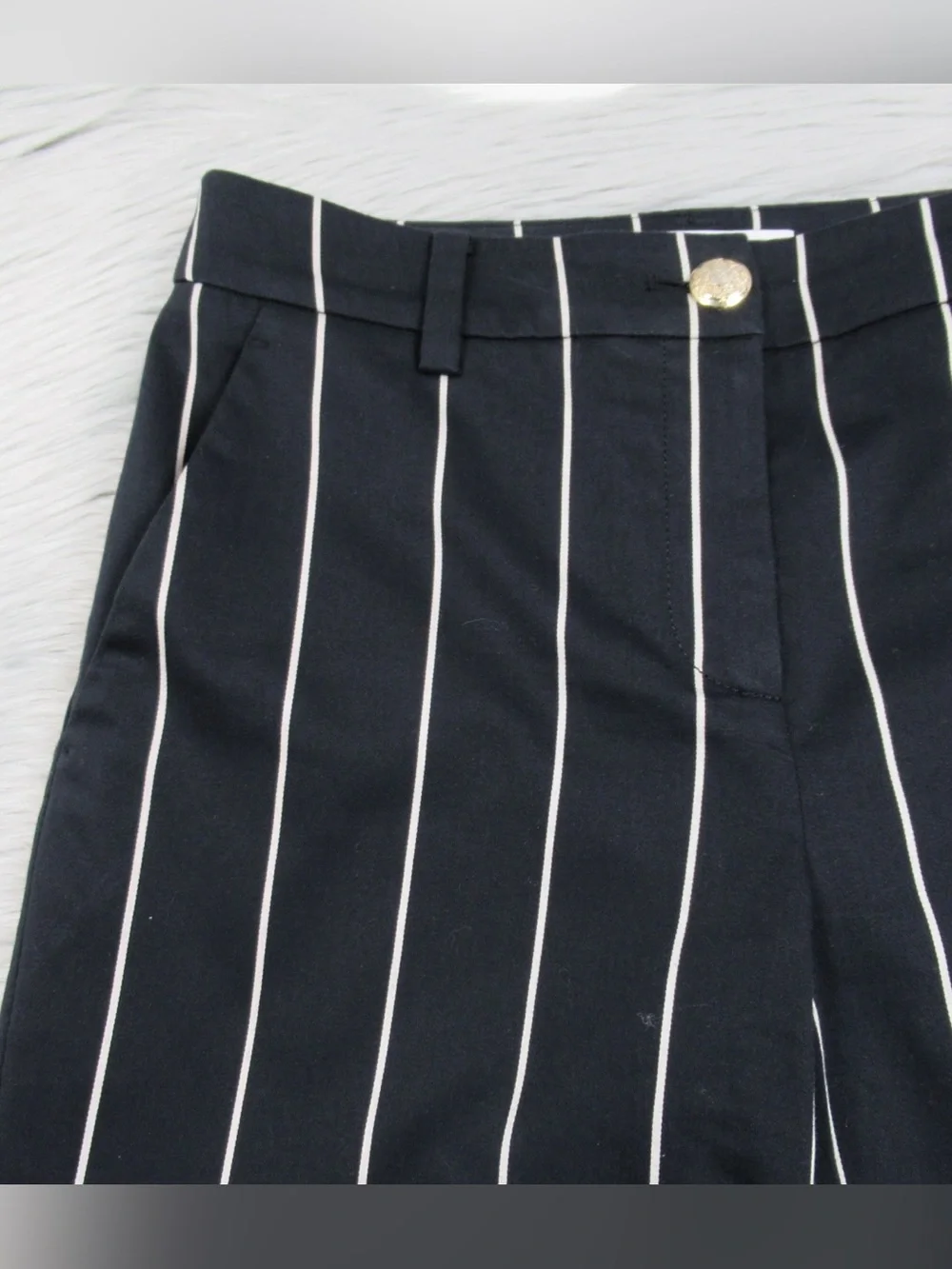 DEREK LAM 10 CROSBY Cropped Striped Straight Leg Trouser - Women's Size 0